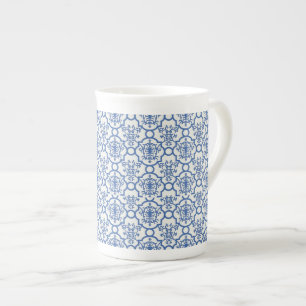 Taza De Porcelana Bone China Mug-Blue Damask