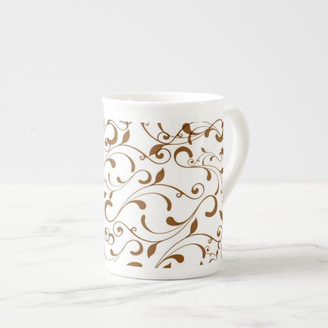 Taza De Porcelana Bone China Mug-Brown Swirls (Derecha)