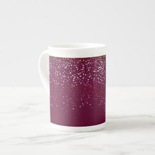 Taza De Porcelana Bone China Mug-Petite Berry Stars-Wine