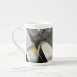 Taza De Porcelana Bone China Mug Resumen arte Oro blanco negro