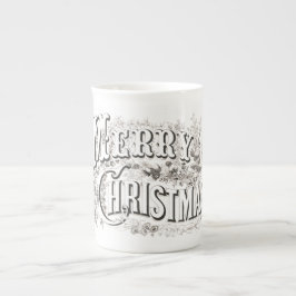 TAZA DE PORCELANA BONE CHINA MUG : VINTAGE "MERRY NAVIDAD"