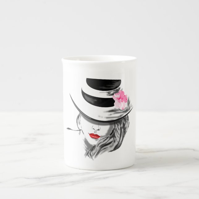 Taza De Porcelana Bonito Lady Bone China Mug (Frente)