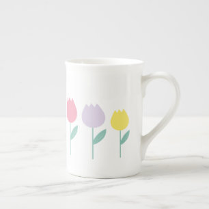 Taza De Porcelana Bonito Tulips Pastel Floral