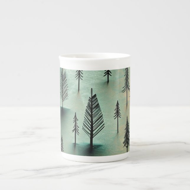 Taza De Porcelana Bosque de invierno (Frente)