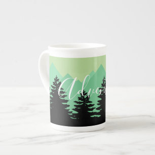 Taza De Porcelana Bosque rústico y aventura en las montañas