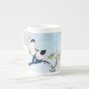 Taza De Porcelana Bosquejo japonés de la tinta del vintage de