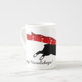 Taza De Porcelana Boston Terrier con bufanda roja | Vacaciones de pe
