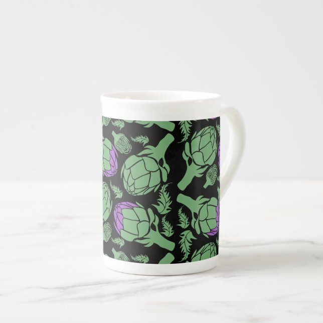Taza De Porcelana Botanical Artichoke Art Home Decor (Derecha)