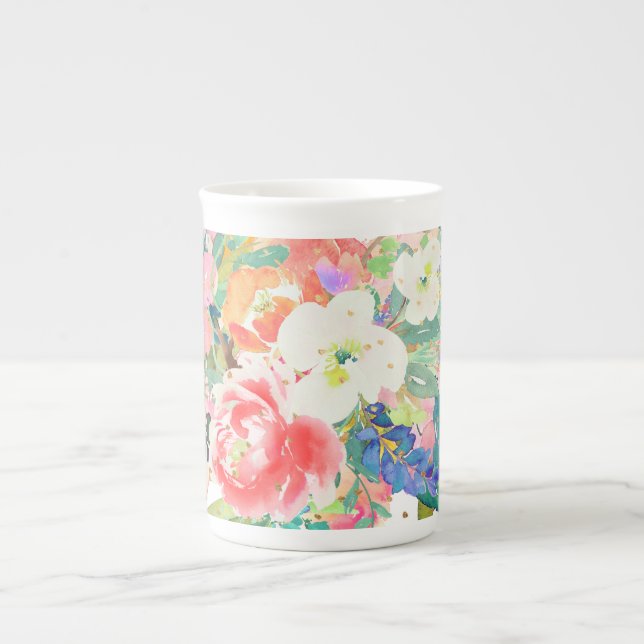 Taza De Porcelana Bouquet PixDezines Floral/acuarela/Primavera (Frente)