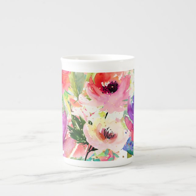 Taza De Porcelana Bouquet PixDezines Floral/acuarela/Primavera (Frente)