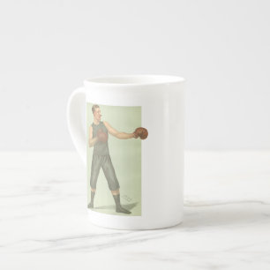 Taza De Porcelana Boxer vintage con largos viajes verdes