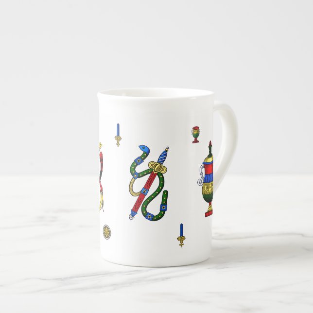 Taza De Porcelana Briscola Aces - Diseño de tarjetas italianas (Derecha)