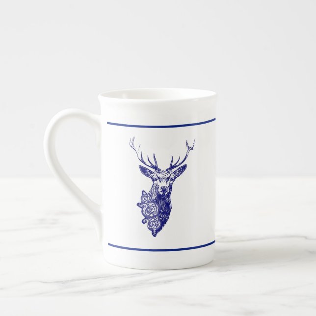 Taza De Porcelana Buck & Buds BOHO Deer Navy (Izquierda)