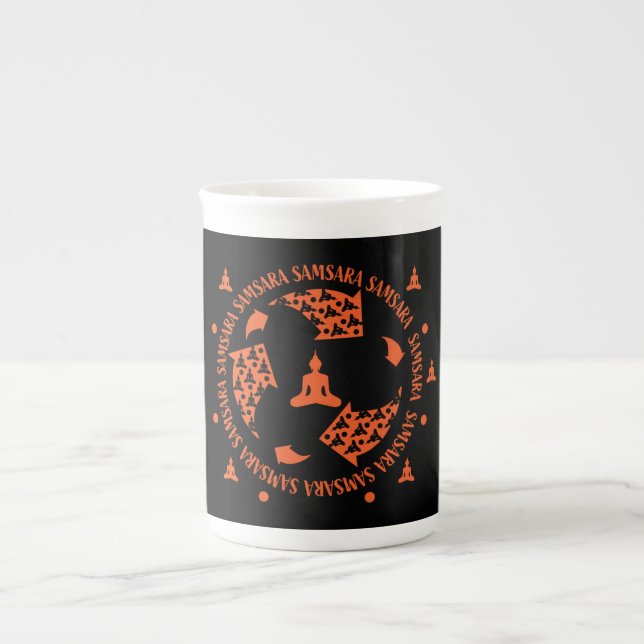 Taza De Porcelana Budista de Samara - Budismo de Nirvana (Frente)