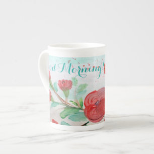 Taza De Porcelana Buenos días Floral Mug