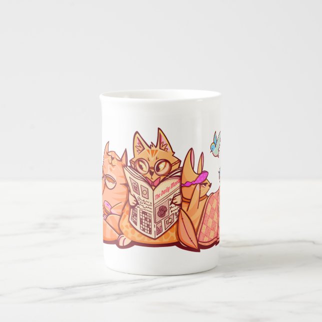 Taza De Porcelana Buenos días Meow - Corte Cat Mug (Frente)