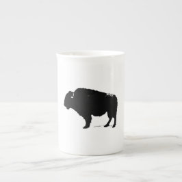 Taza De Porcelana Búfalo de arte pop negro y blanco