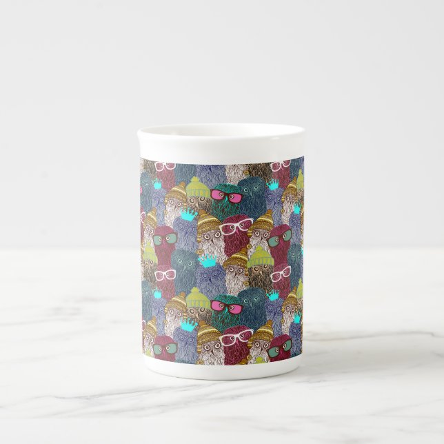 Taza De Porcelana Búho en la corona (Frente)