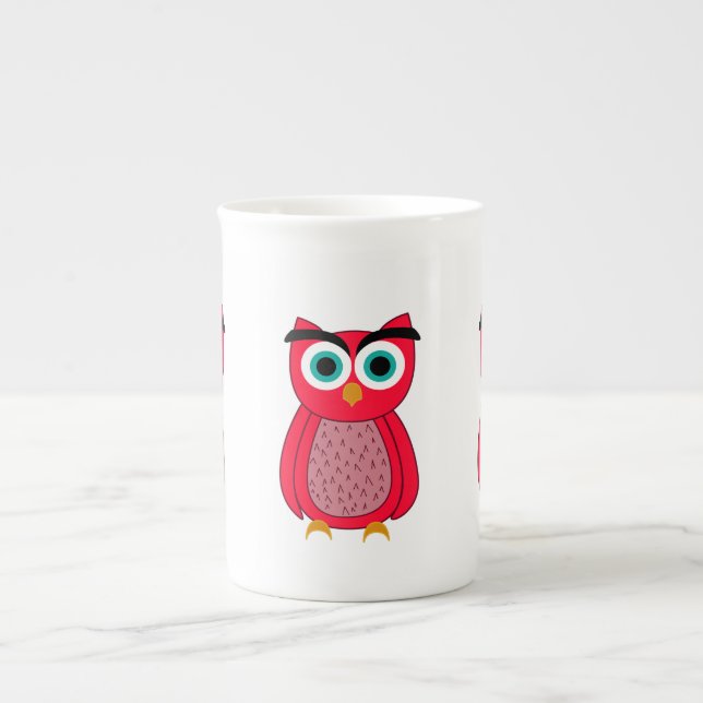 Taza De Porcelana Búho Rosa Lindo (Frente)