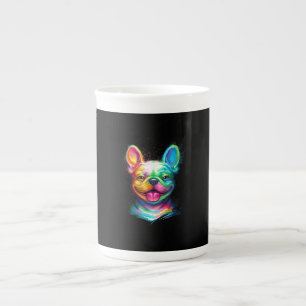 Taza De Porcelana Bulldog francés feliz cara sonriente