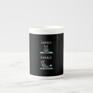 Taza De Porcelana Bulldog francés Yoga Inhale Exhale Gracioso Regalo