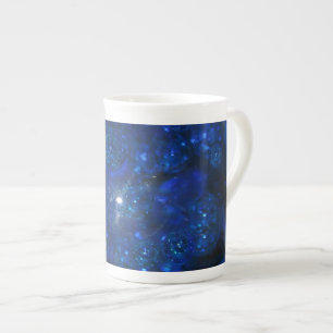 Taza De Porcelana Burbujas de vidrio azul caída
