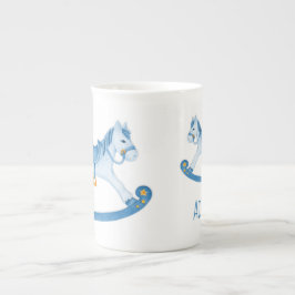 Taza De Porcelana Caballo de hobby whimsy acuarela color azul nombre