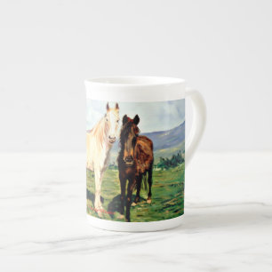 Taza De Porcelana Caballos