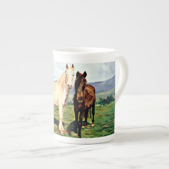 Taza De Porcelana Caballos (Derecha)