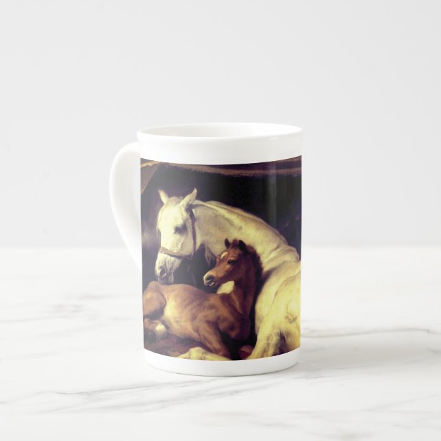 Taza De Porcelana Caballos Landseer (Izquierda)
