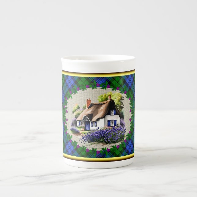Taza De Porcelana Cabaña de paja Campbell y Tartán personalizado (Frente)