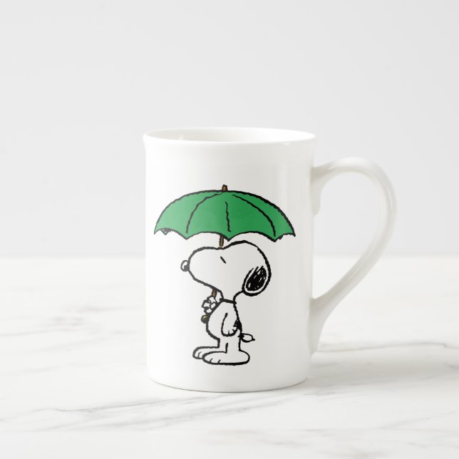 Taza De Porcelana Cacahuetes | Snoopy Green Umbrella (Derecha)