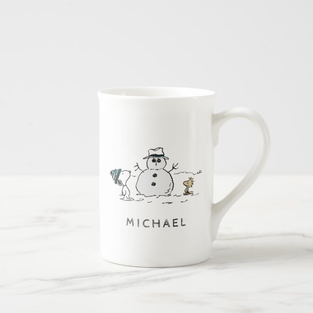Taza De Porcelana Cacahuetes | Snowman Snoopy y Woodstock | Añadir n (Derecha)