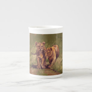 Taza De Porcelana Cachorros de León