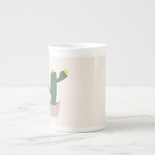 Taza De Porcelana Cactus alto verde y amarillo del desierto
