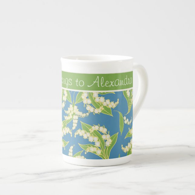 Taza De Porcelana Café chino hueso: Lilies of the Valley, azul (Derecha)
