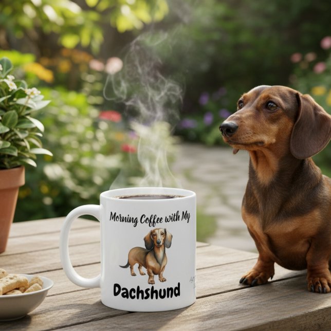 Taza De Porcelana Café DACHSHUND marrón arenoso elegante moderno (Subido por el creador)