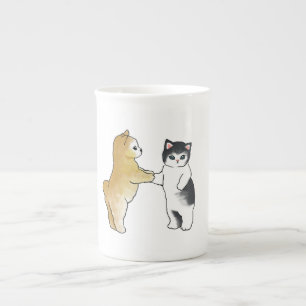 Taza De Porcelana Café de tazón de gato lindo
