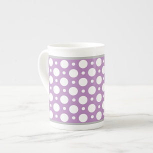 Taza De Porcelana Cafe Purple Assored Polka Dots Bone China Mug