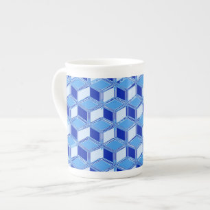 Taza De Porcelana Cajas cromadas 3d - azul cobalto