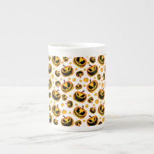 Taza De Porcelana Calabaza de Halloween con fantasía blanca