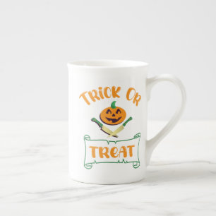 Taza De Porcelana Calabaza de Halloween con truco o tratar cruces