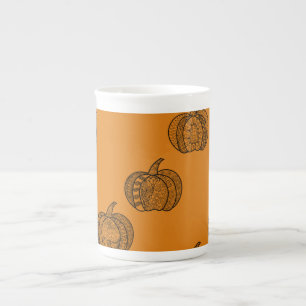 Taza De Porcelana Calabaza inspirada en Halloween boho Zentangle ® d