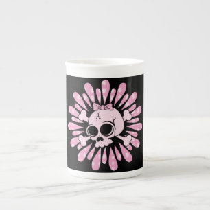 Taza De Porcelana Calavera rosa dulce