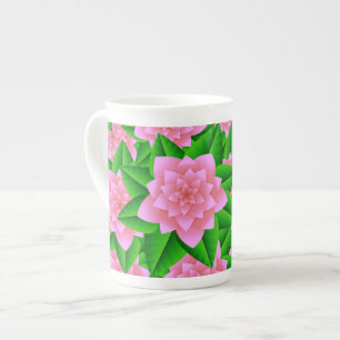 Taza De Porcelana Camelias rosas de hielo y hojas verdes