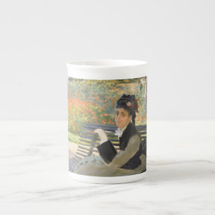 Taza De Porcelana Camille Monet en un banco Claude Monet