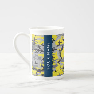Taza De Porcelana Camuflaje amarillo y gris Tu nombre personaliza