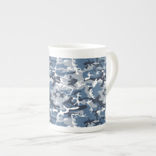 Taza De Porcelana Camuflaje azul de nieve de invierno, militar, ejér