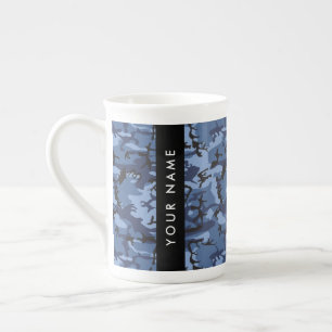 Taza De Porcelana Camuflaje Azul Marino Personaliza tu nombre