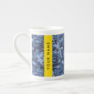 Taza De Porcelana Camuflaje Azul Marino Personaliza tu nombre